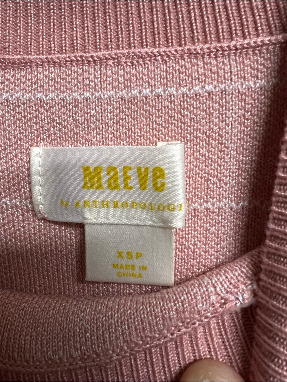 Anthropologie Maeve Pink Grid Mock-Neck Short Sleeve Top - Picture 2 of 11